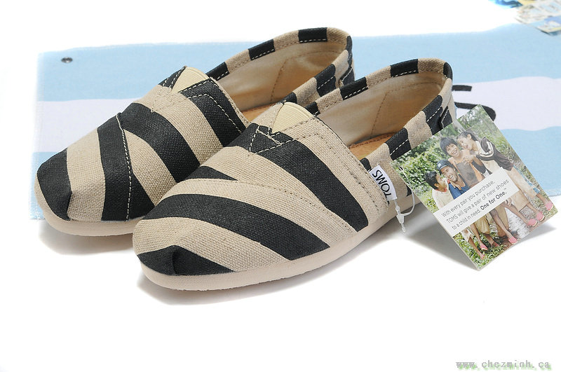 2014 Toms Black Stripe Linen Women Classics sale