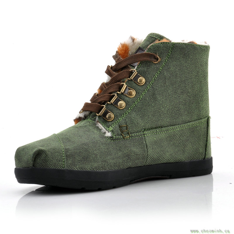 2014 Toms Highlands Wool Fleck Fleece Women Botas Green sale