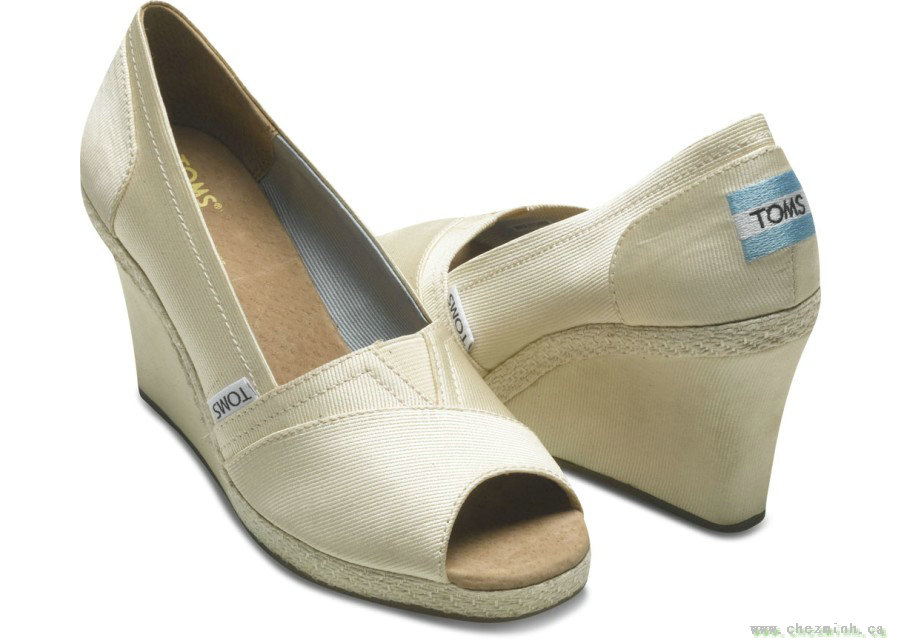 2014 Toms Ivory Grosgrain Women Wedges sale