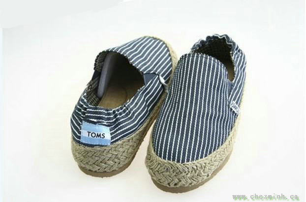 2014 Toms Men Canvas Stripes Flax Outsole Blue sale