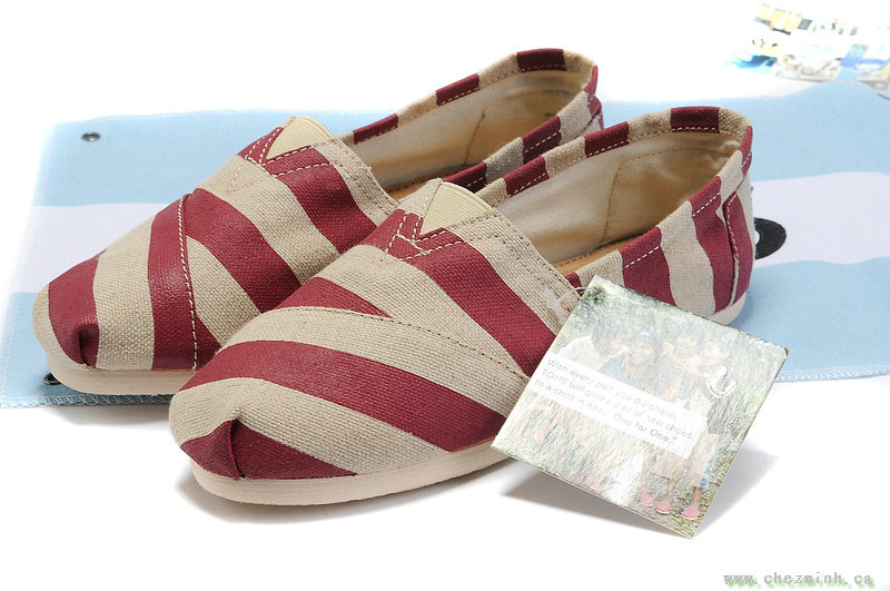 2014 Toms Red Stripe Linen Women Classics sale